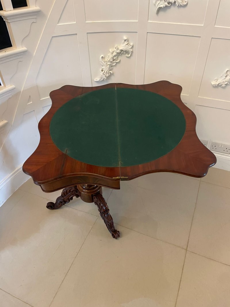 Antique Victorian Quality Figured Mahogany Card/Console Table - Image 10